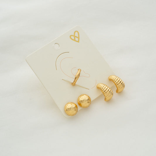 Gold texture Earrings Set