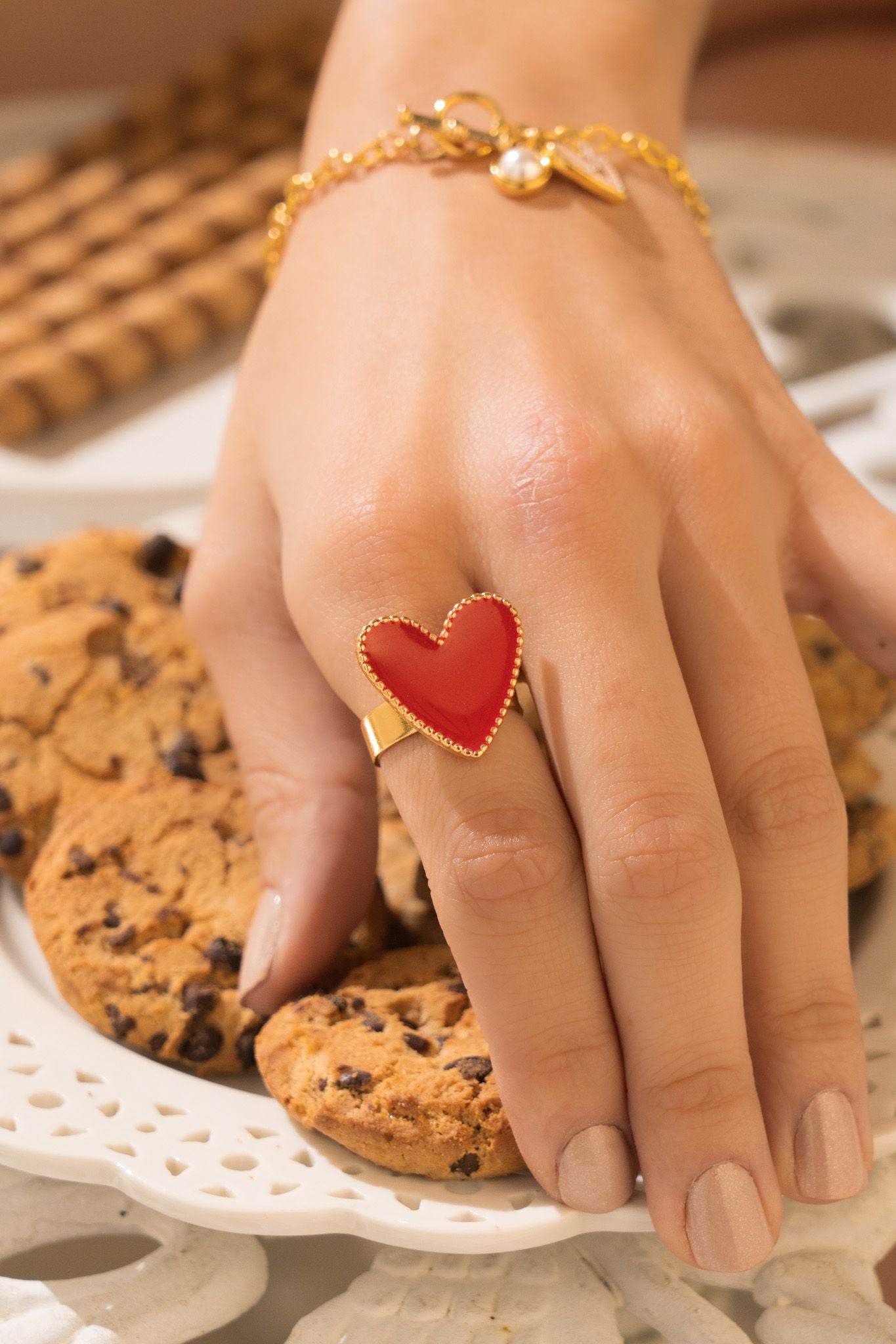 Red Heart Ring-adjustable